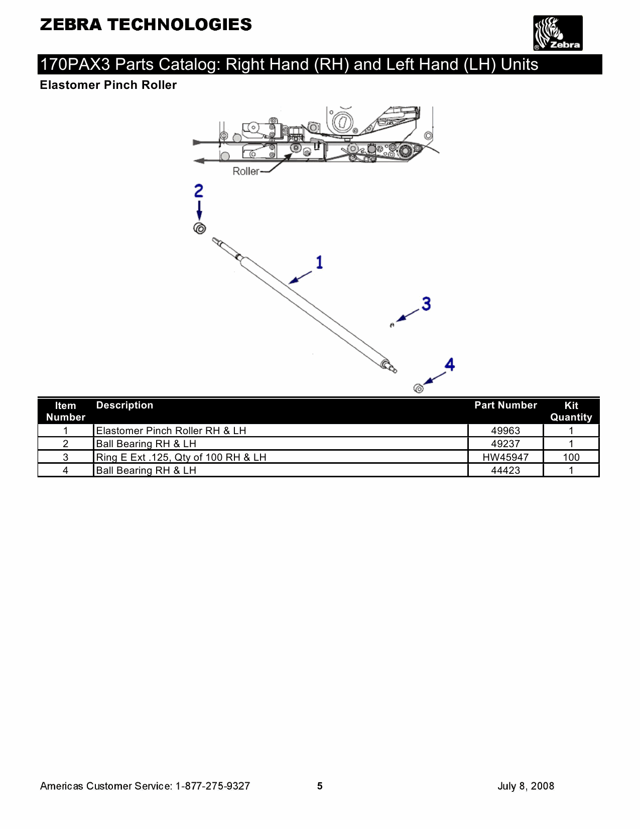 Zebra Label 170PAX3 Parts Catalog-2